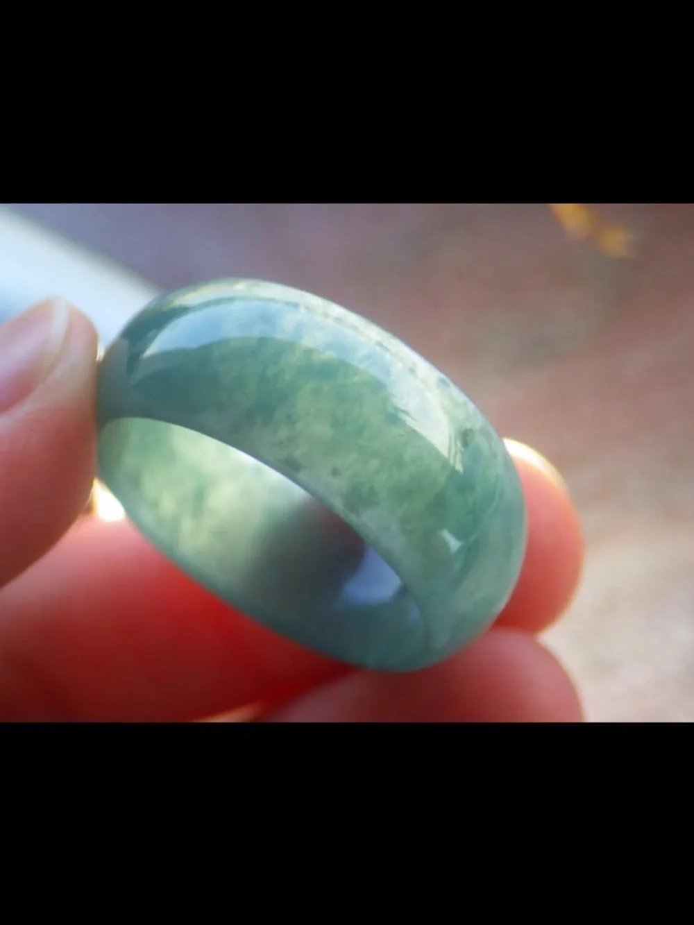 Certificate Jadeite Jewelry Jade luck happiness joyful Green Thick Ring Size10.5